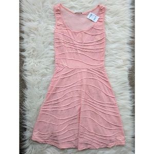 NWT Pink and Rose Gold Mesh Back Dress